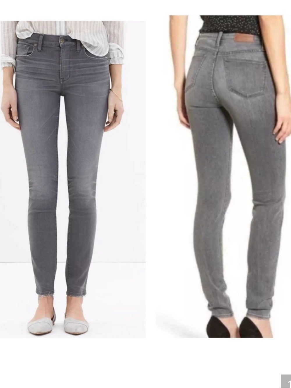 Madewell 9" High Rise Skinny Crop Jeans 30 Grey Stretch Denim Grunge Indie Y2K